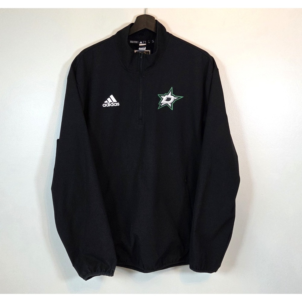 Adidas Men's M NHL Dallas Stars Skate Sherpa Quarter-Zip Pullover Jacket Black